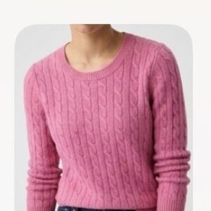 GAP Pink Cable Knit Crewneck Sweater S
